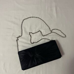 ‼️4/$30‼️ Charming Charlie Black Clutch with Silver Chain